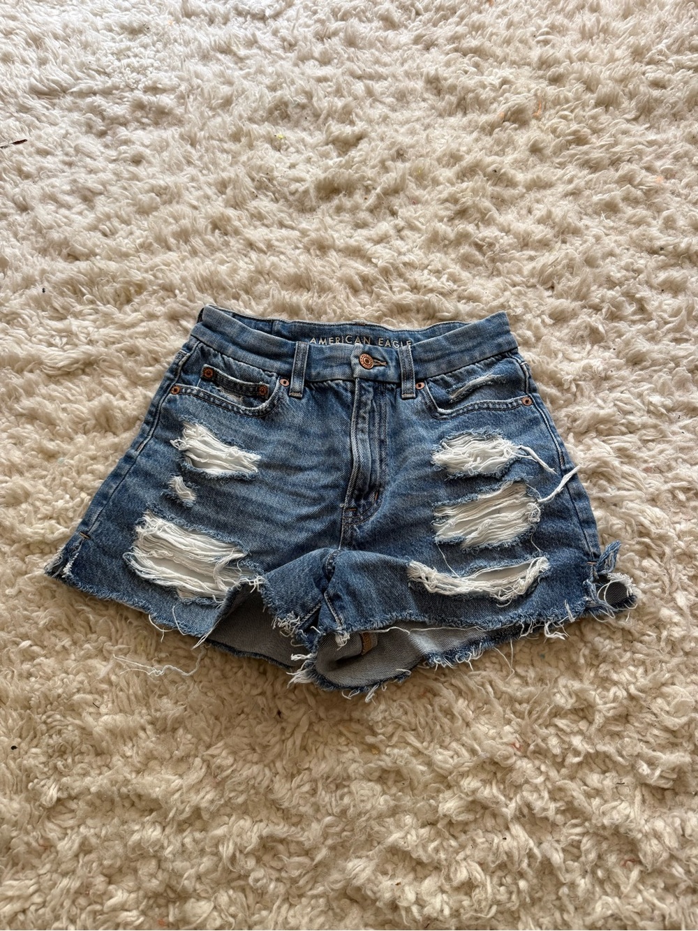 American Eagle Outfitters Distressed Denim Shorts - Blue